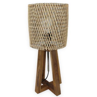 Kanan Fa X Lábú Asztali Lámpa Rattan Búrával