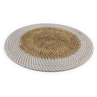 Komang Rattan Szőtt Kerek Tányéralátét  - Fehér-Natúr