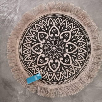 Lawar Mandala Mintás Juta Tányéralátét Fekete
