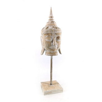 Lempuyang Buddha Fej Dekorációs Szobor - Fehér