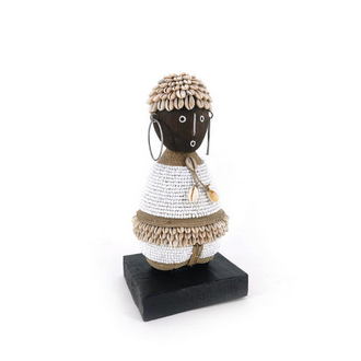 Namji Doll Fa Szobor Kagylóval és Gyönggyel Díszítve - Fehér