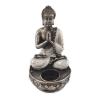 Buddha Mécses Tartó Szobor - Ezüst & Fehér