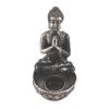 Buddha Mécses Tartó Szobor - Ezüst & Fekete