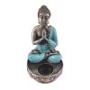 Buddha Mécses Tartó Szobor - Ezüst & Kék