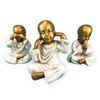 Sage Bölcs Buddha Szobor Szett, 3 db - Nem lát, Nem hall, Nem beszél - Fehér-Arany